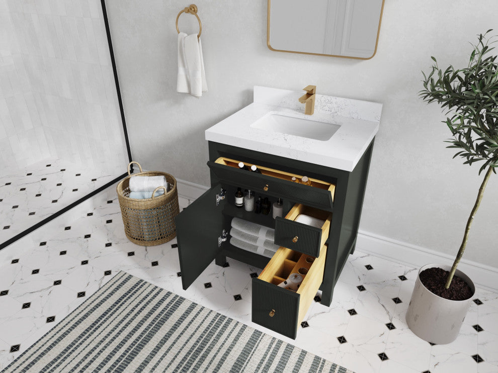 Sonoma 30" Single Sink Bath Vanity in Black Top, 2" Viola Gold