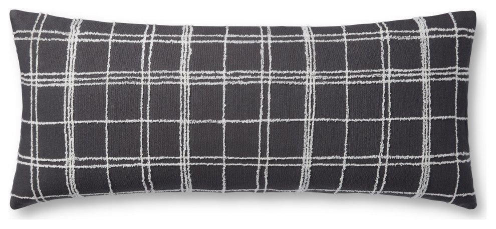 Jean Stoffer x Loloi Bernadette Graphite / Ivory 13'' x 35'' Cover, Down Pillow