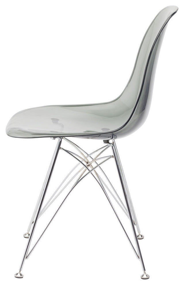 Stylus Polycarbonate Chromed Steel Base Dining Chair, Gray