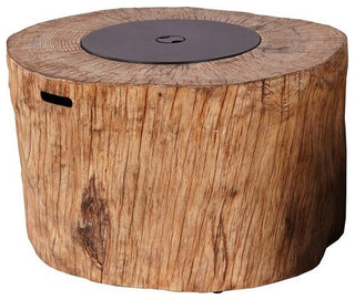 Patio Wood Coating Propane Fire Pit Table with Rain Cover, Brown