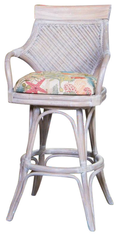 Bermuda 30" Barstool In Rustic Driftwood With Conch Destin