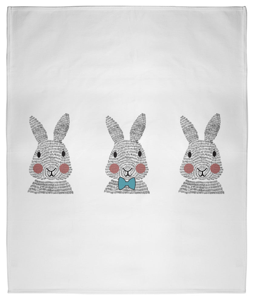 60 x 80 in Easter Bunny Triplets Throw Blanket, Explorer Blue