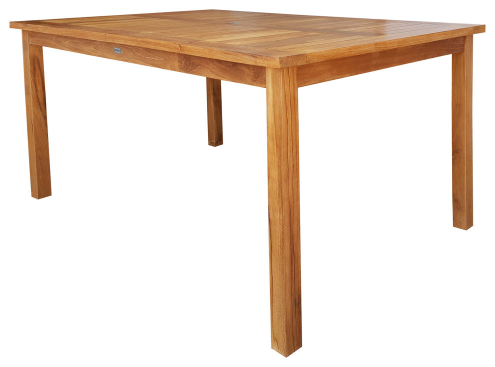 7 Piece Teak Wood Castle 71" Rectangular Patio Bistro Bar Set with 6 Barstools