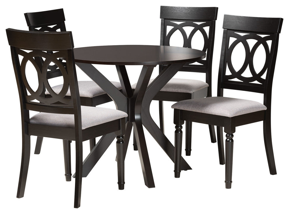 Rainier 5-Piece Dining Set, Gray/Dark Brown