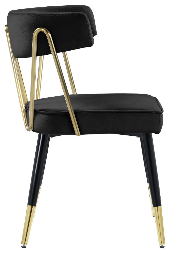 Rheingold Upholstered Dining Chair, Black, Velvet