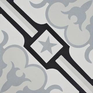 8"x8" Chala Handmade Cement Tile, Black/Gray, Set of 12