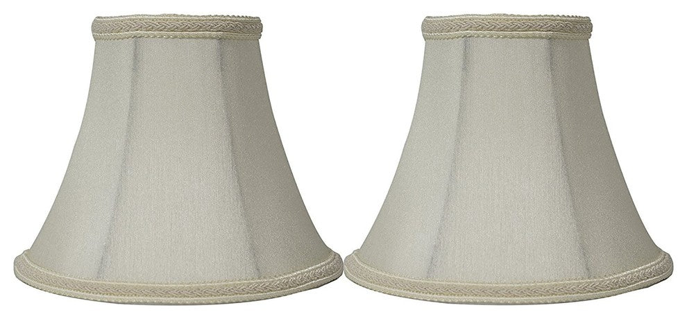 Silk Bell Chandelier Lamp Shade, 3x6x5", Eggshell, Braided, Set of 2