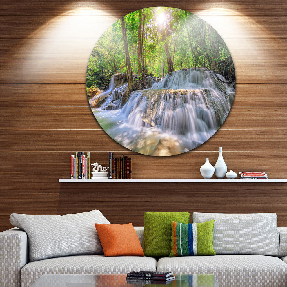 Kanchanaburi Waterfall, Photography Disc Metal Wall Art, 36"