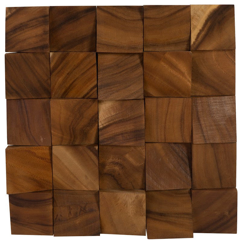 Blocks Wall Tile, Chamcha Wood, Natural
