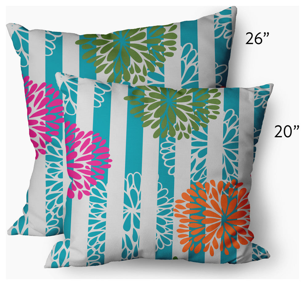 Flower Bursts Decorative Throw Pillow, Blue, 20"x20"