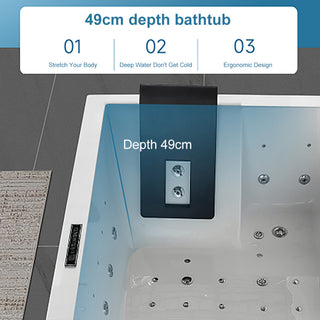 Whirlpool Bathtub 2 Person Jetted Tub 71" LED Air Massage Corner Soaking Tubs