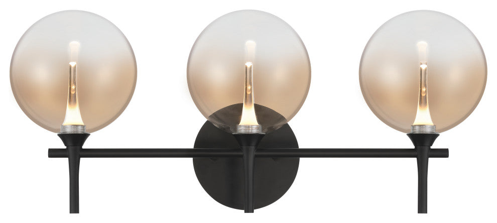 Iissa, Vanity, 3Lt, Matte Black, Amber Glass