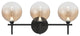 Iissa, Vanity, 3Lt, Matte Black, Amber Glass