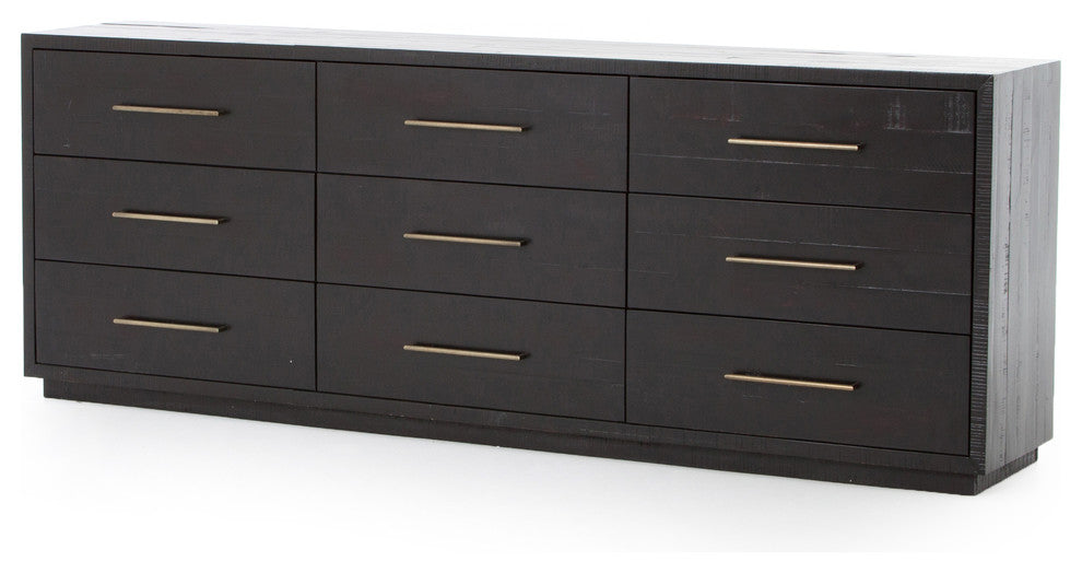 Suki 9 Drawer Dresser Burnished Black, Burnished Black Solid