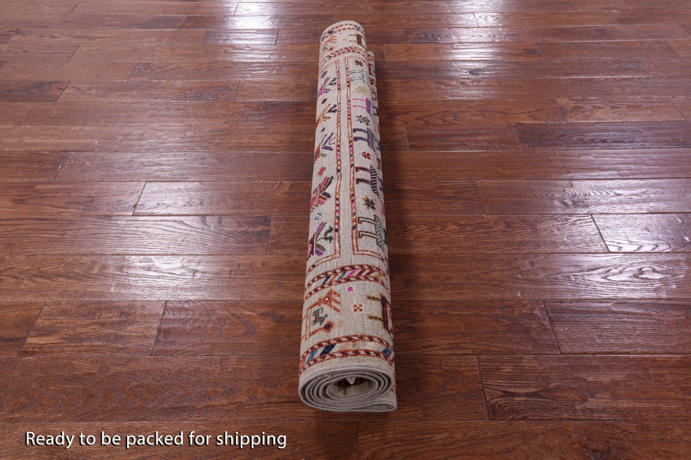 4' 1" X 6' 1" Persian Gabbeh Tribal Hand Knotted Wool Rug - Q12620