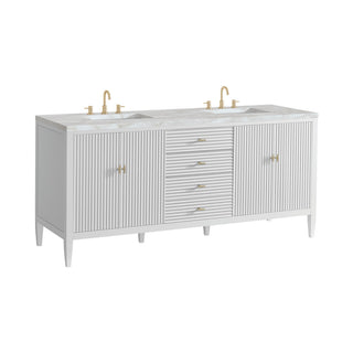 Myrrin 72" Double Vanity, Bright White, 3 CM Victorian Silver Top