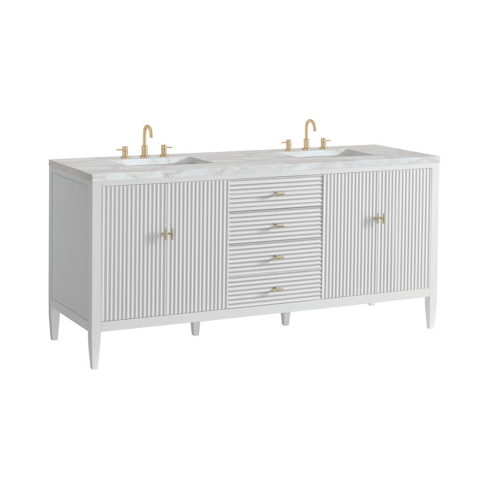 Myrrin 72" Double Vanity, Bright White, 3 CM Victorian Silver Top