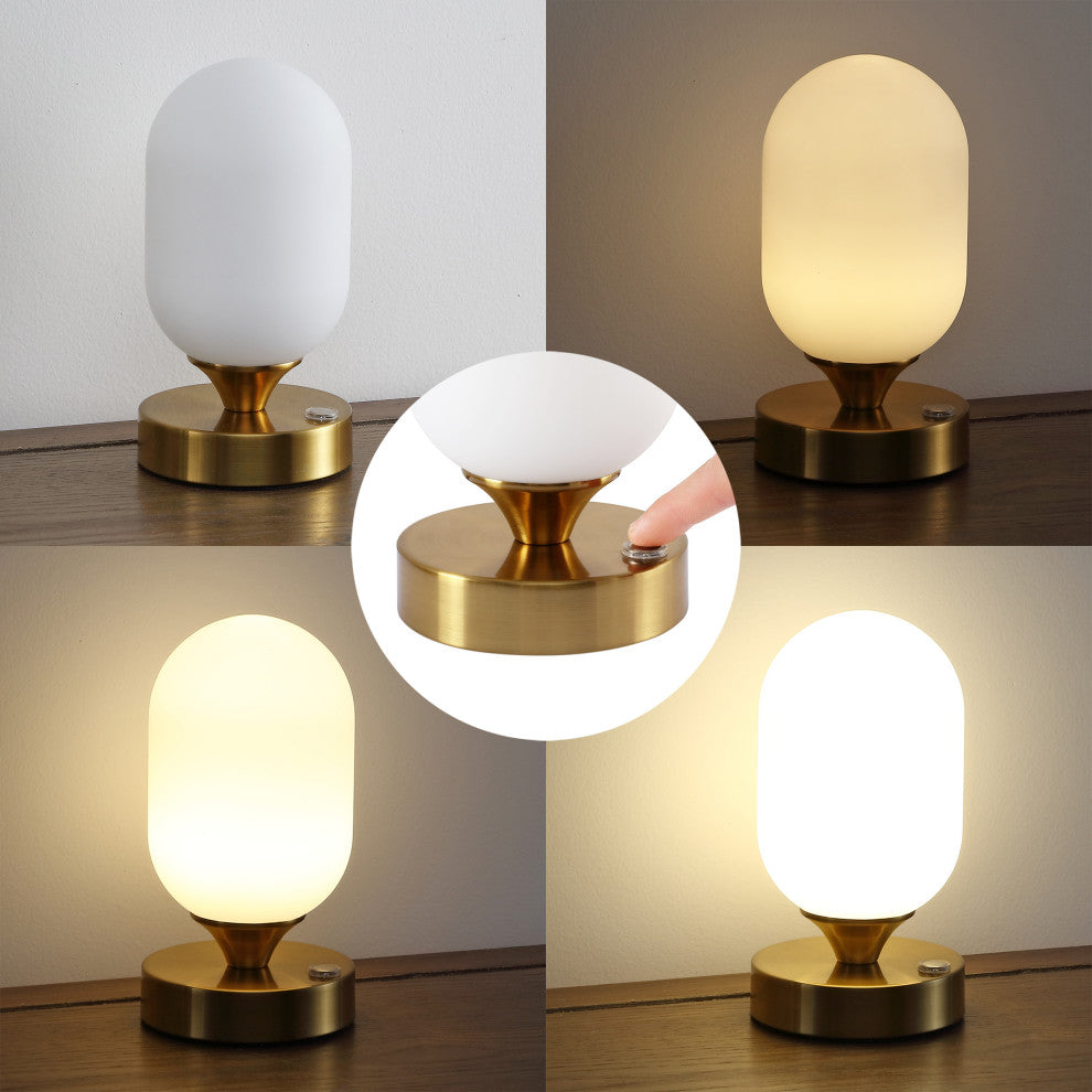 Eli 8" Bohemian Farmhouse Iron Rechargeable Integrated LED Table Lamp, Gold