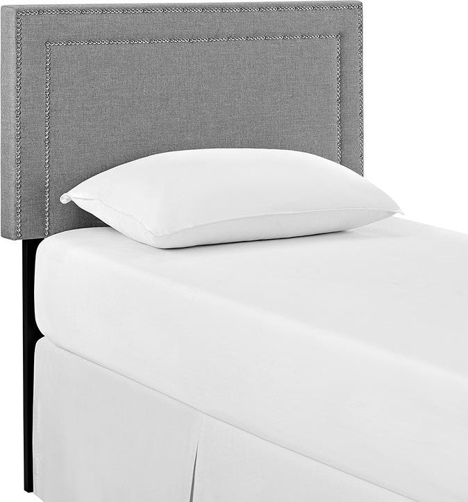 Jessamine Twin Upholstered Fabric Headboard, Light Gray