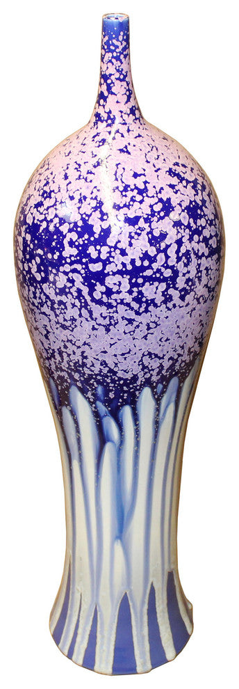 Purple White Glazed Porcelain Contemporary Narrow Mouth Tall Vase