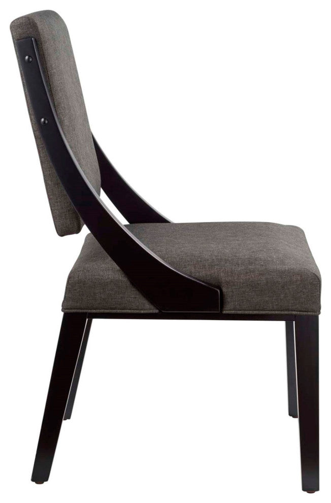 Side Dining Chair, Set of 2, Gray, Fabric, Modern