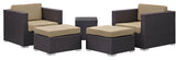 Modway Convene 5-Piece outdoor Patio Sectional Set, Espresso Mocha