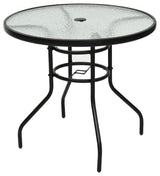 Modern 31.5" Patio Tempered Glass Steel Frame Round Table