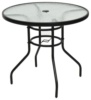 Modern 31.5" Patio Tempered Glass Steel Frame Round Table