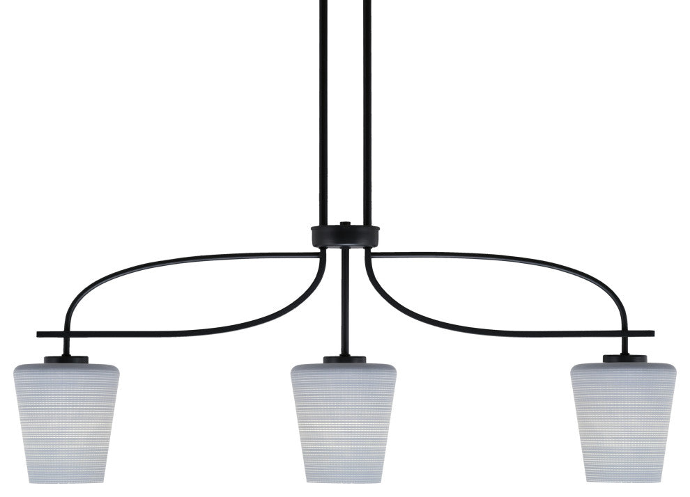 Cavella 3 Light Island Light, Matte Black Finish, 6" Gray Matrix Glass