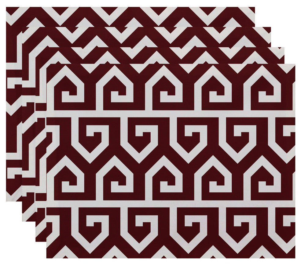 18"x14" Keyed Up, Geometric Print Placemat, Brown, Set of 4