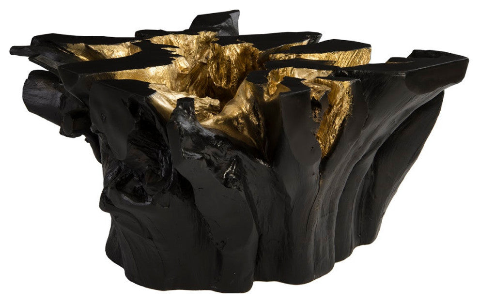 Freeform Coffee Table, Black, Gold Leaf