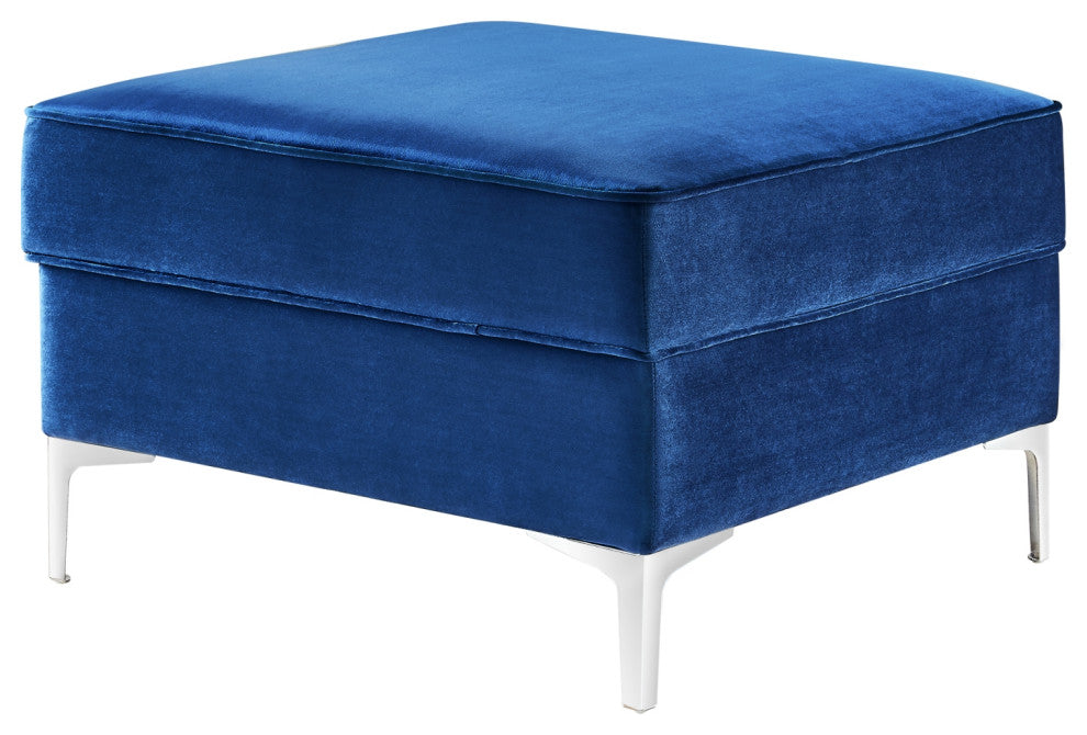 Jeannie Velvet Square Storage Ottoman, Navy