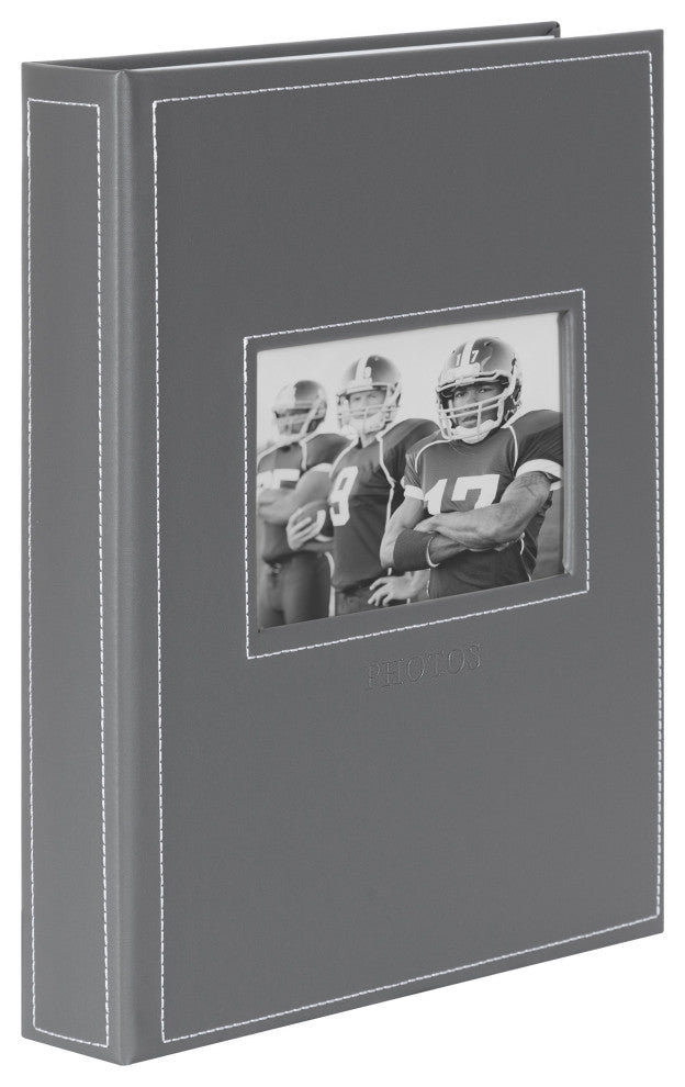 Debossed Faux Leather Photo Album Set, Gray 40 Photos