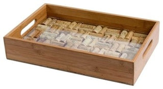 Bamboo Service Tray With Glass