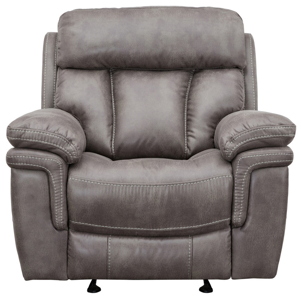 Estelle Power Reclining 2 Piece Sofa and Recliner Set, Gunmetal Fabric