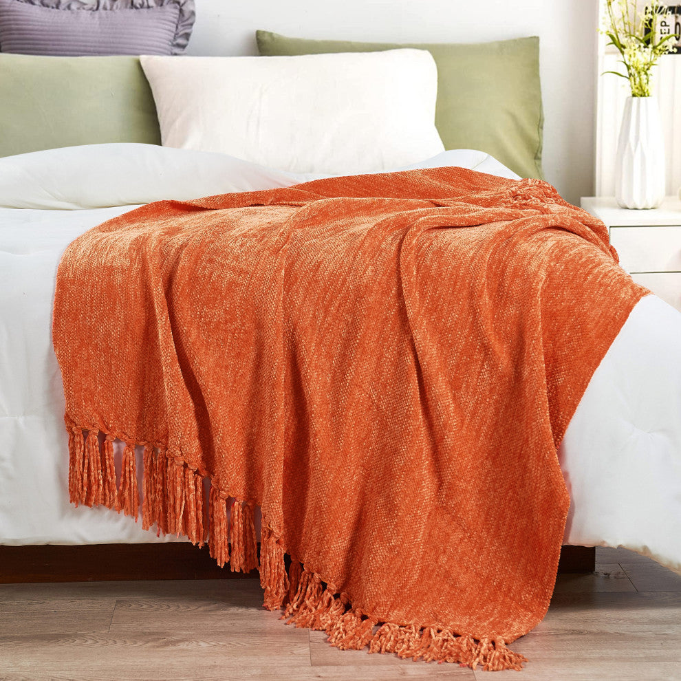 Crystal Chenille Jumbo Throw Blanket, Flame