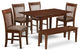6 Pc Dining Room Set With Bench -Table With 4 Dining Table Chairs And Bench