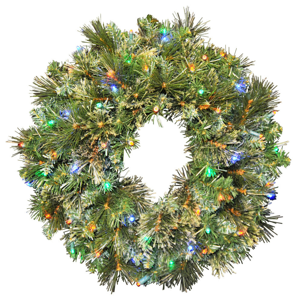 2' Blended Pine Wreath Pre-Lit With Multi Colored LEDs