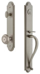 Arc 1-Piece Dummy Handleset, S Grip and Parthenon Knob, Satin Nickel, 848678