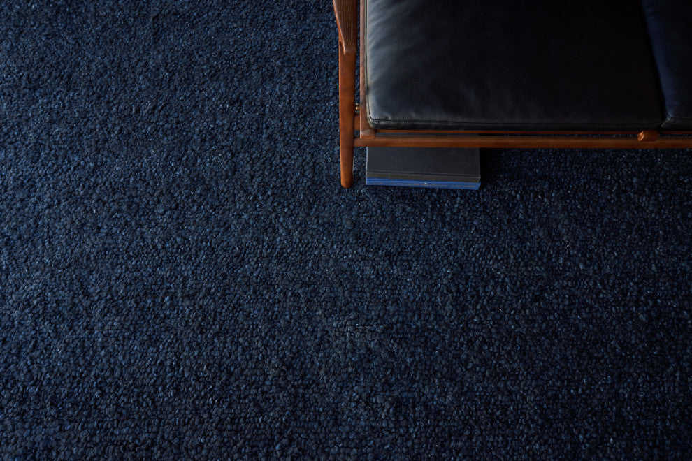 Borelli Handmade Hand Loomed Wool Navy Blue Area Rug, 10'x14'