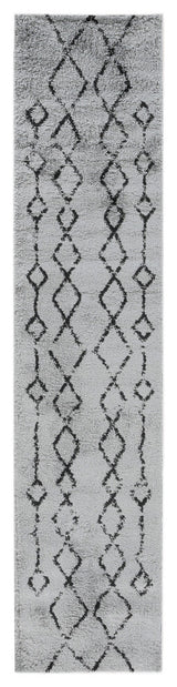 Aspen Shag Polypropylene Area Rug, Gray/Black, 2'2" X 10'