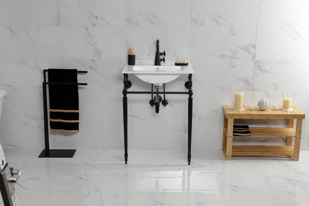 Fauceture KVPB24187W1MB 24" Console Sink, Legs, Single Hole