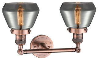 Fulton 2-Light Bath Fixture, Smoked Glass, Antique Copper