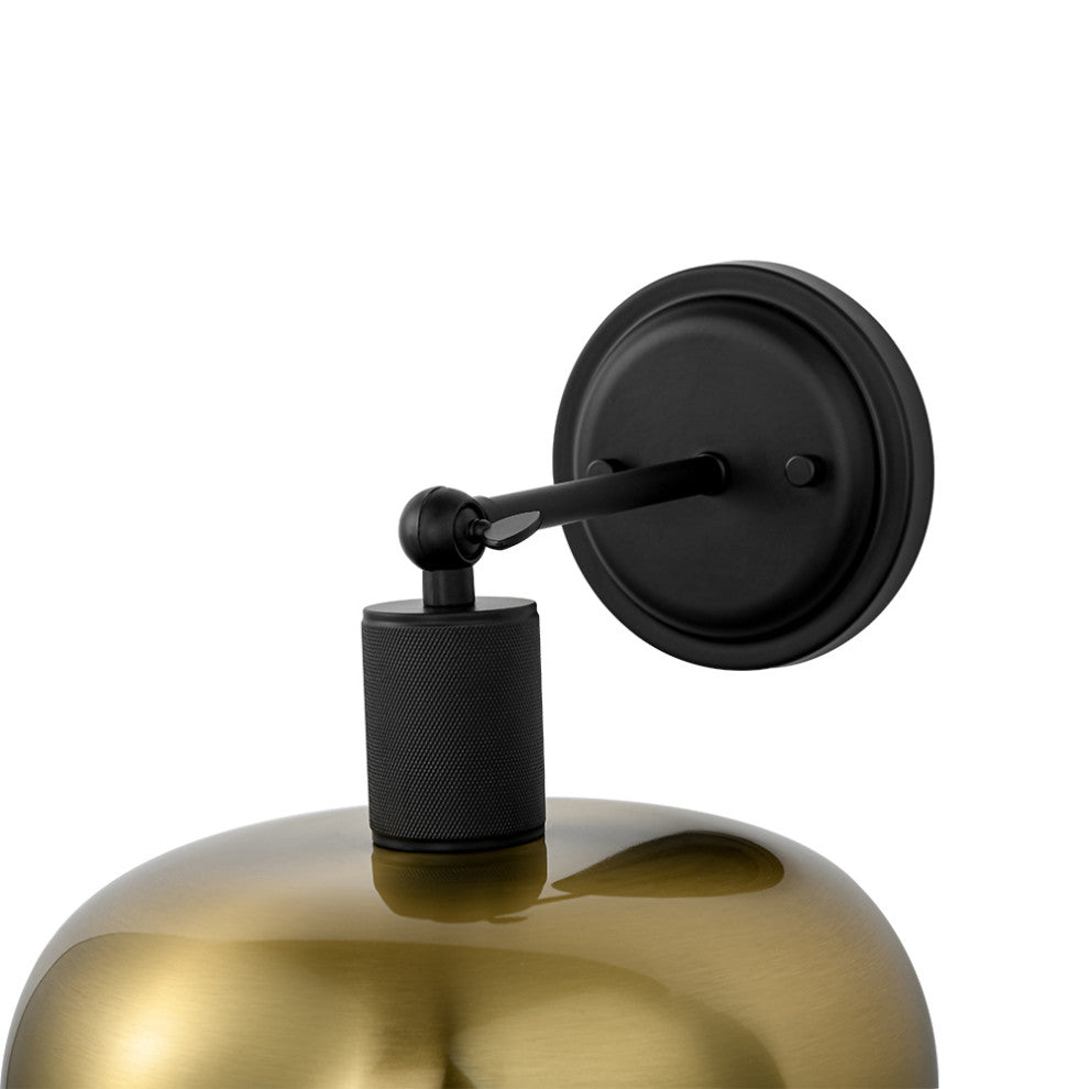 Industrial 1-Light Adjustable Black And Gold Dome Sconce