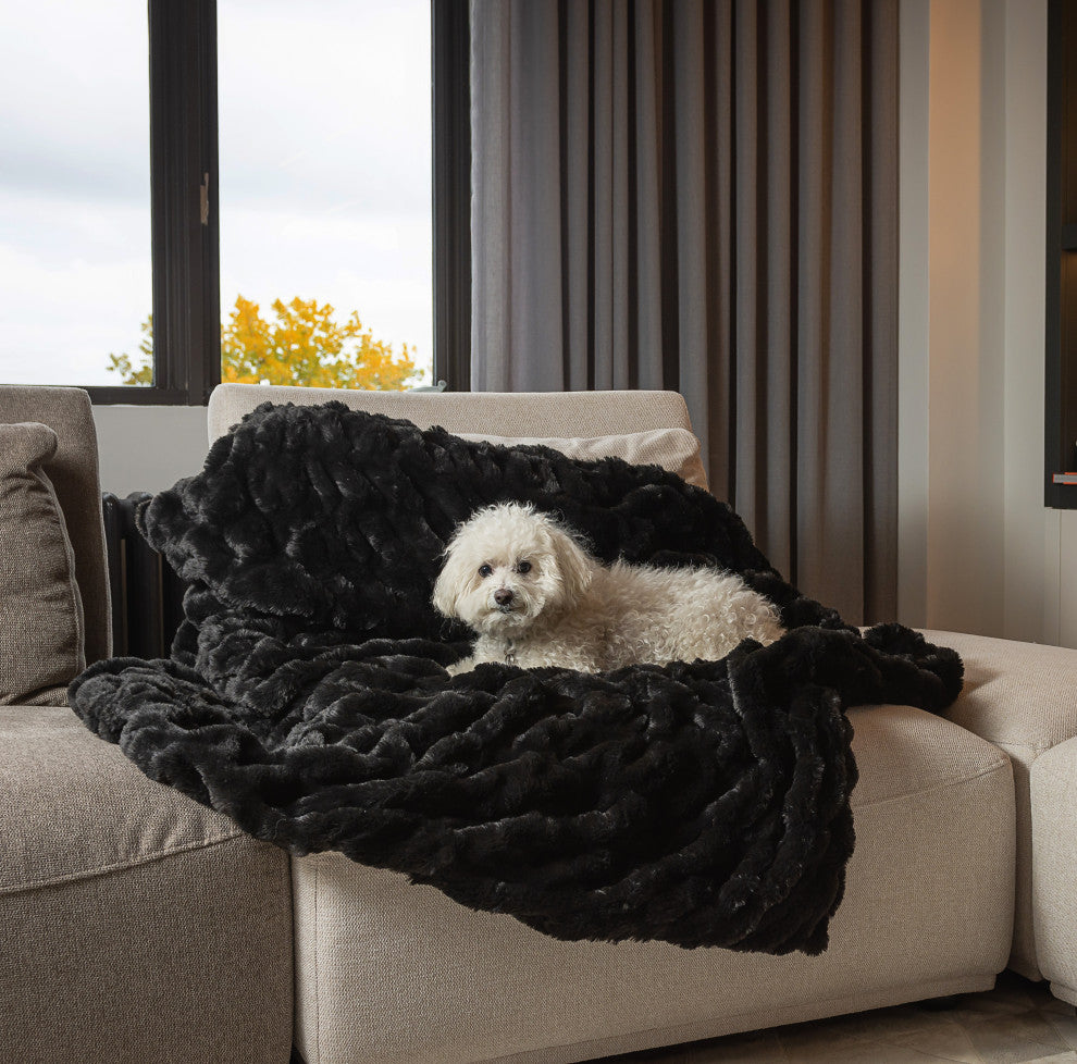 Signature Faux Fur Throw 50"x60", Cony Black