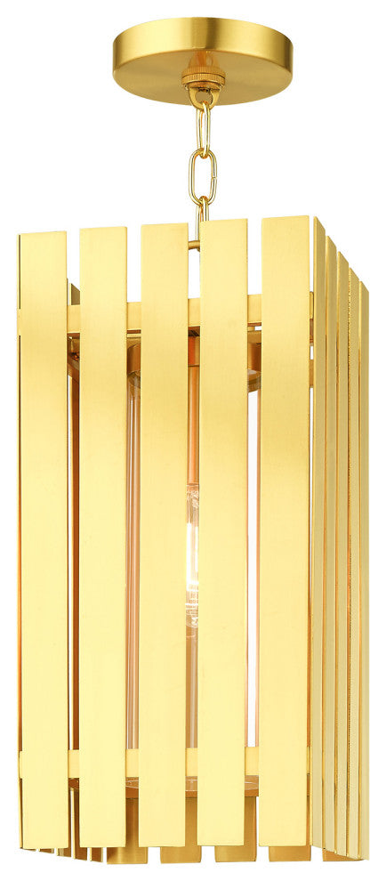 Livex Lighting Greenwich 1 Light Satin Brass Large Outdoor Pendant Lantern