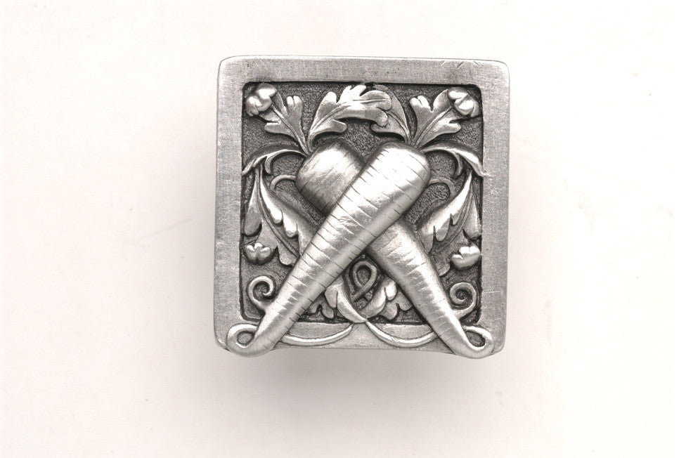 Leafy Carrot Knob Antique Brass, Antique Pewter