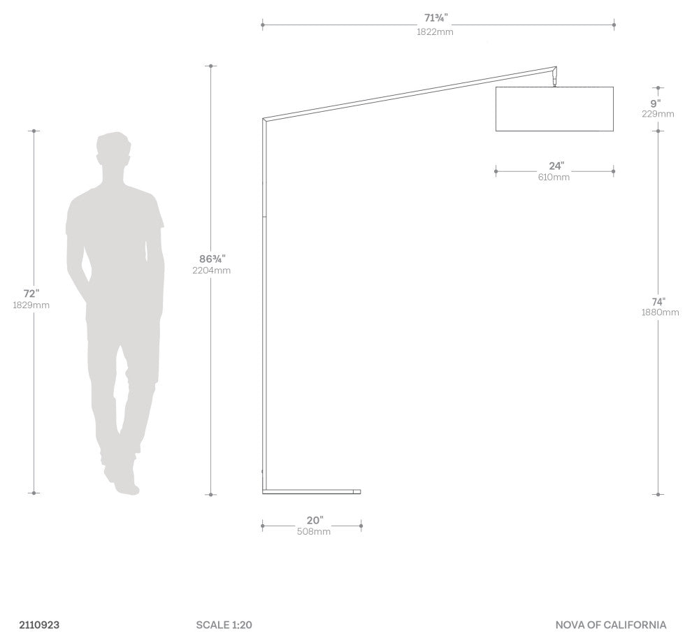 Stretch Arc Floor Lamp - 87", Matte Black, Step Switch, Rectangular Marble Base