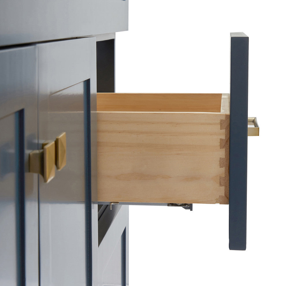 Ariel Hamlet 36" Single Left Rectangle Sink Bathroom Vanity, Carrara Quartz