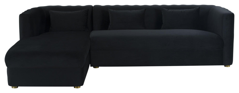 Callie Velvet Sectional, Black, Laf